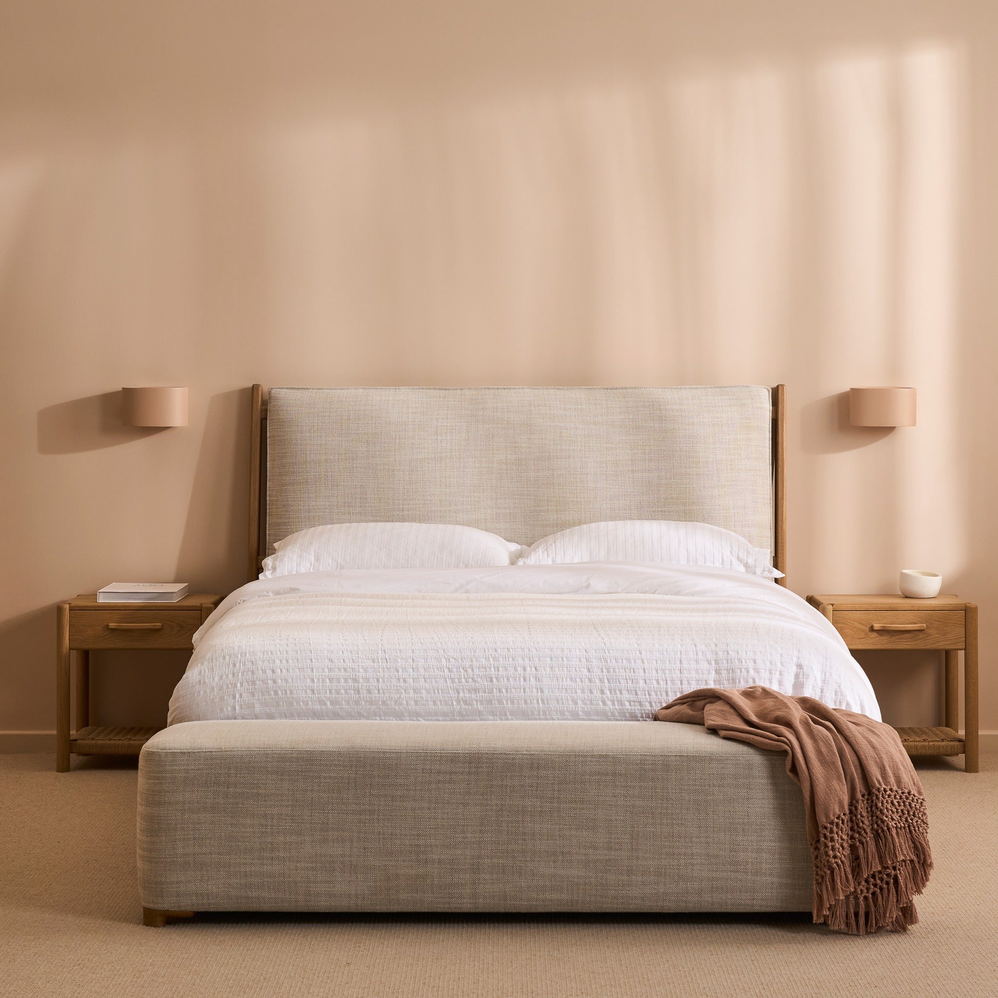 Millie Bed + Arlo Bench - Limestone (EOFY Offer)