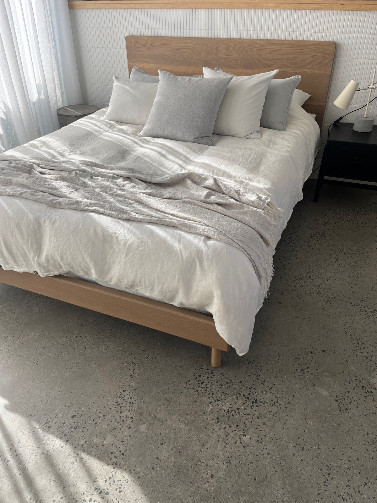 Leni Bed | Smoked Oak | Queen Size | READY TO GO!