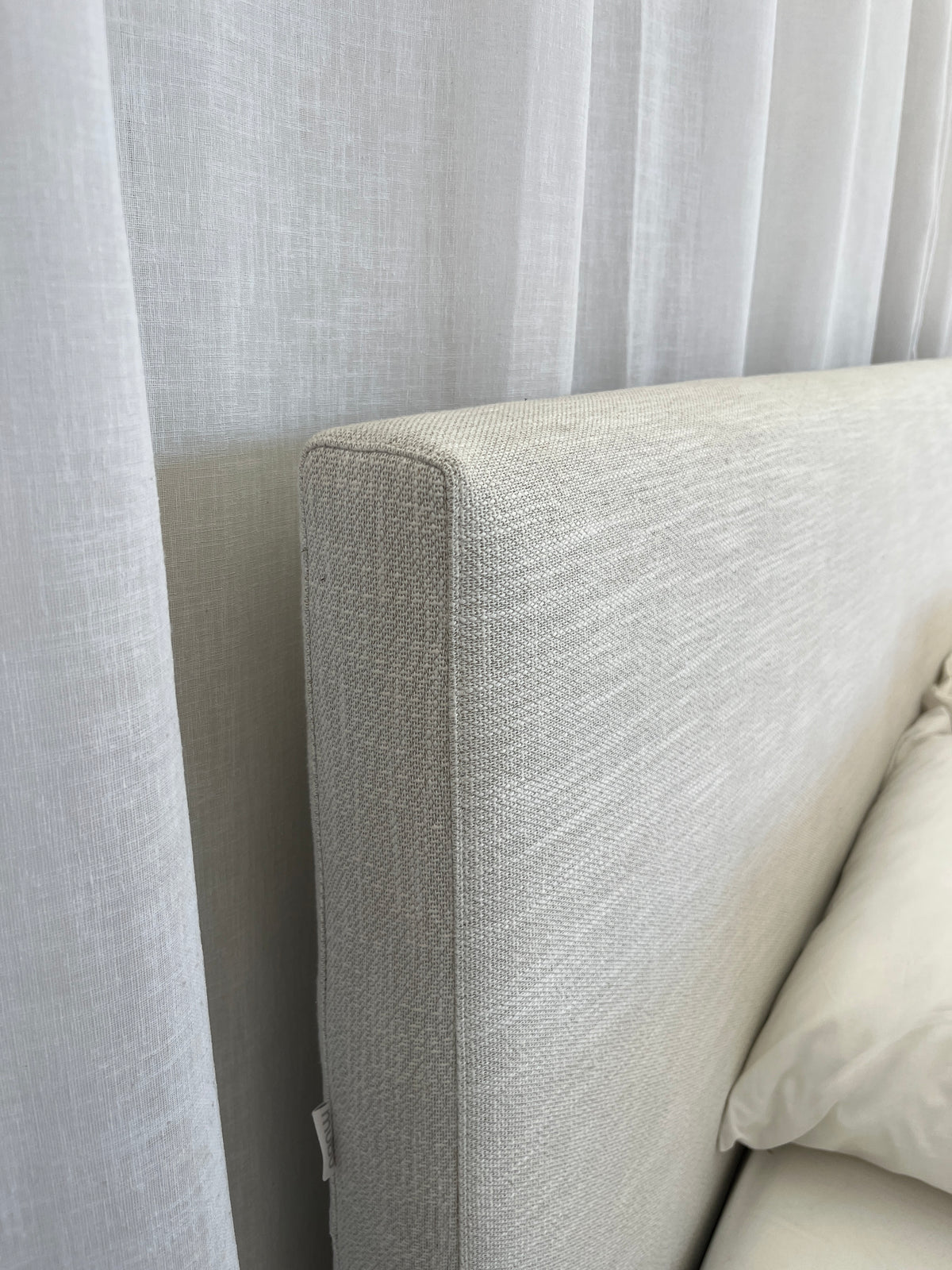 Astrid Bed | Axiom Ivory Fabric | Queen Size | READY TO GO!