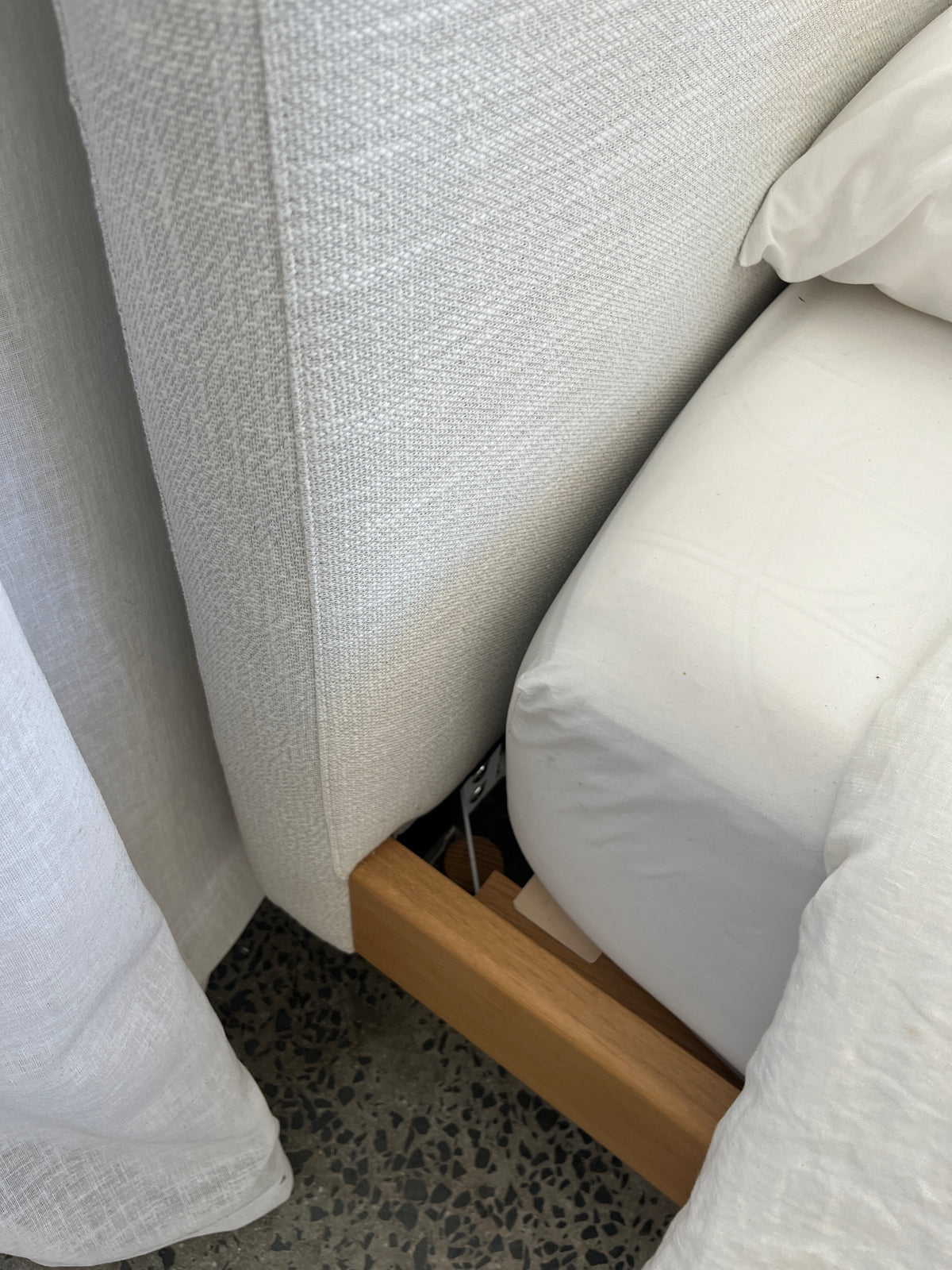 Astrid Bed | Axiom Ivory Fabric | Queen Size | READY TO GO!