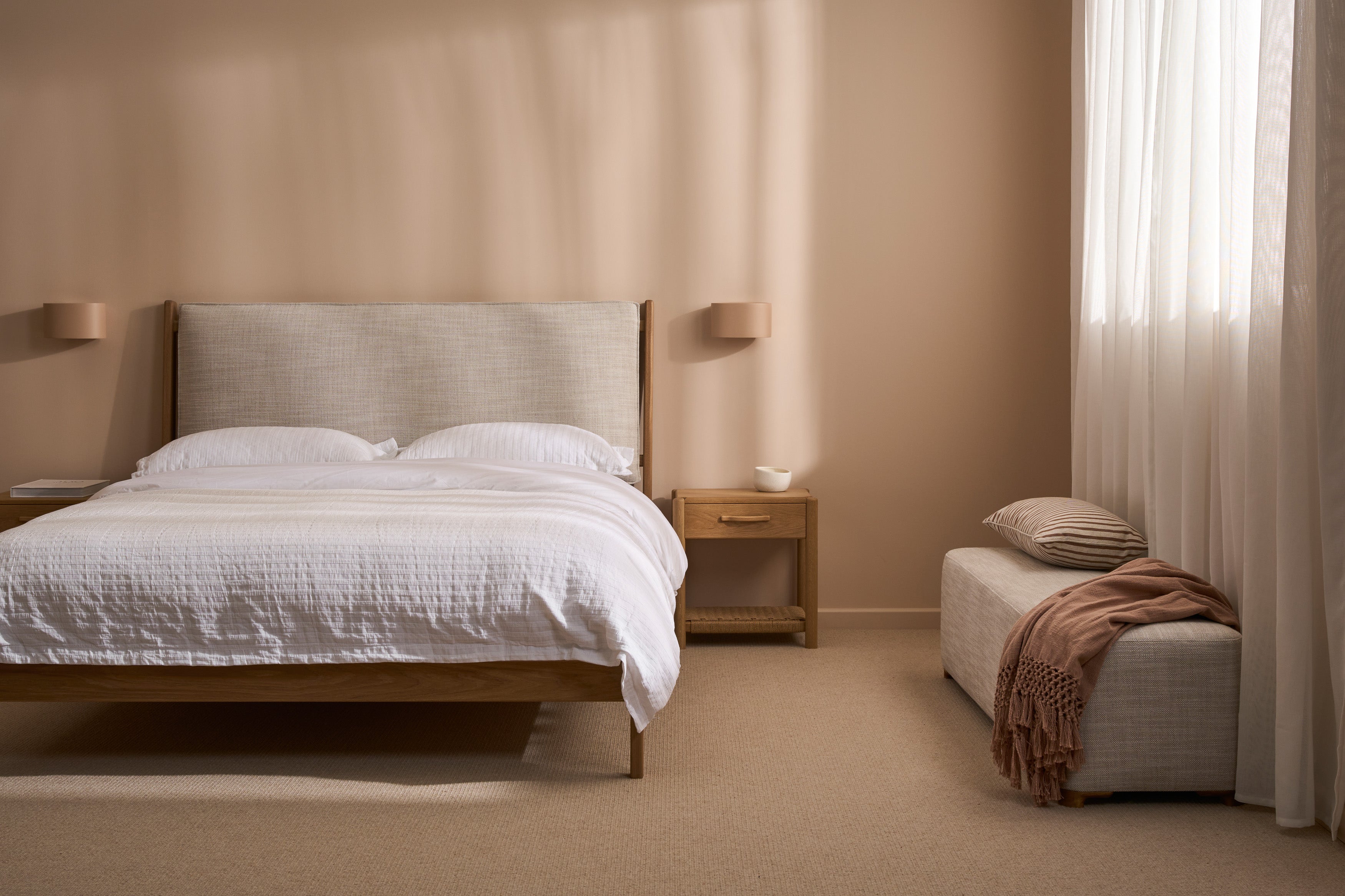 Millie Bed + Arlo Bench - Limestone (EOFY Offer)