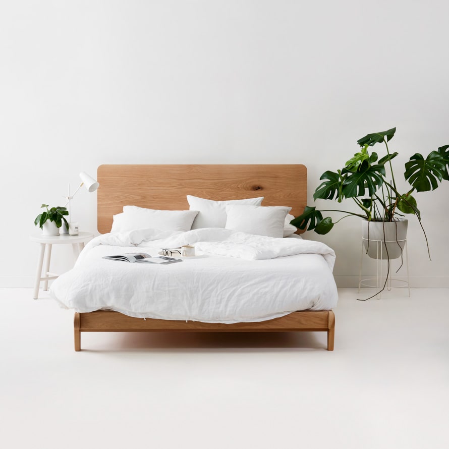 Andy solid timber bed frame made out of solid American white Oak, locally made in Melbourne